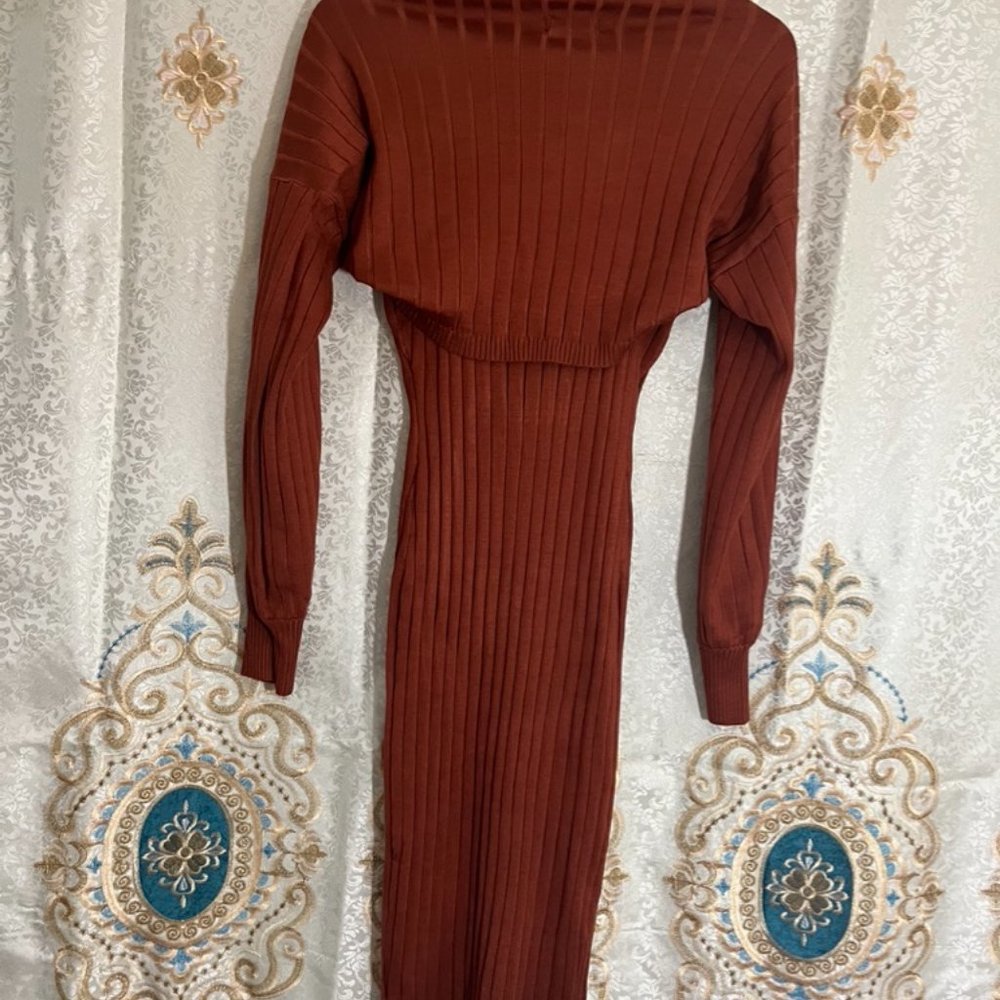 Sweater Dress Set (RUST) - Picture 4 of 6